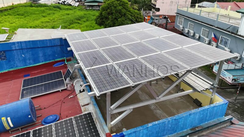 Rooftop solar mounting system for cement flat roofs in Philippines - 11kW flat roof mounts for solar panels