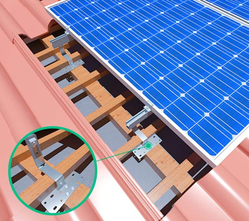 Installation Diagram for Solar Panel Roof Hooks
