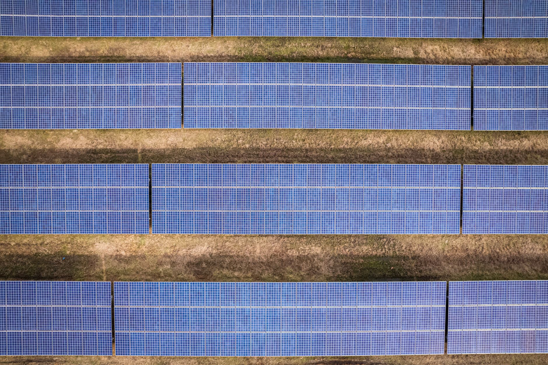 Ground mount solar racking structure awaiting module installation
